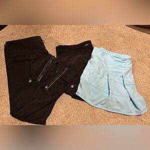 Lululemon Size 12 Lot Athletic Shorts & Skort Set - Black + Light Blue